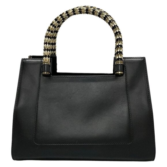 Auth BVLGARI Serpenti Scaglie Black Light Brown Multi Leather Unborn Calf - Picture 2 of 16